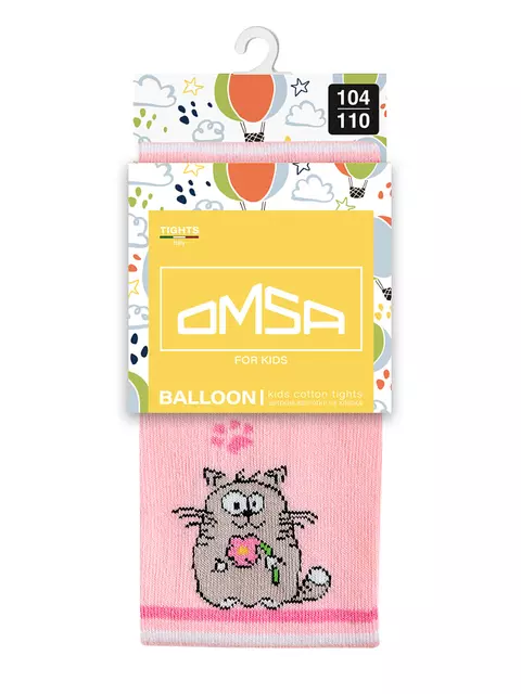 Детские колготки с рисунком (кот и зайчик) omsa kids 11p62 rosa chiaro, , 92-98/13-14, OMSA, - 2