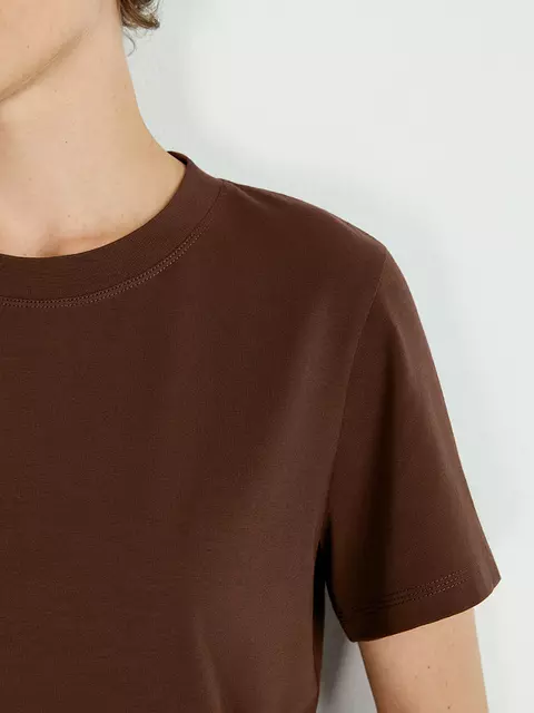 Футболка женская приталенного силуэта omsa omt_d1203 cappuccino, , 44 (S), OMSA, - 3