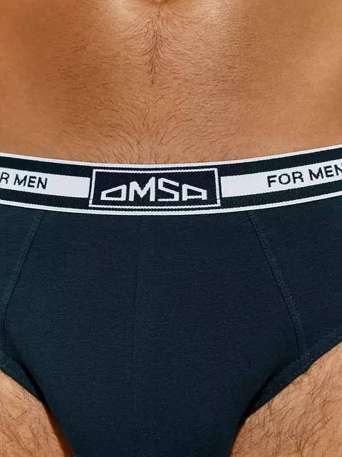 Трусы мужские слипы с открытой резинкой omsa omb 1224 blu scuro, , 46 (M), OMSA, - 4