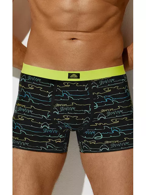 Трусы мужские боксеры omsa omu 1234-24b style nero/lime, , 54 (3XL), OMSA, - 1
