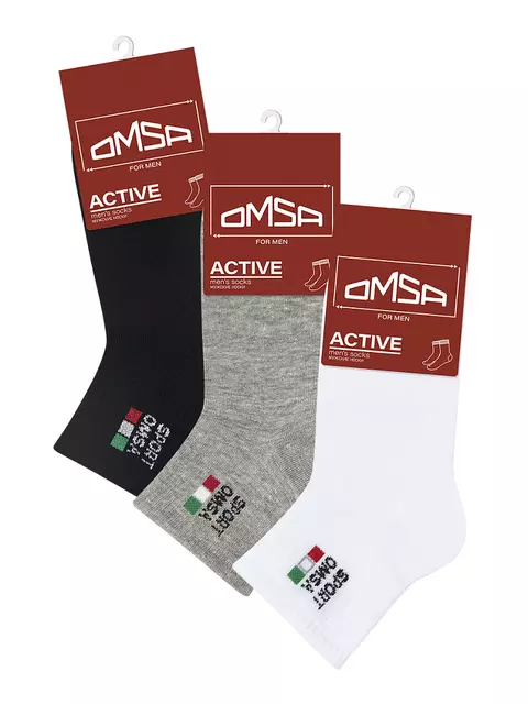 Мужские короткие носки omsa active 117 grigio melange, , 42-44 (27-29), OMSA, - 2
