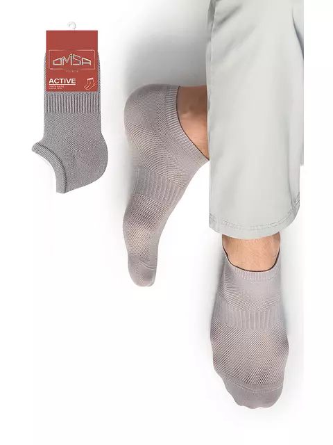 Мужские укороченные носки omsa active 119 grigio chiaro, , 36-38 (23-25), OMSA, - 1