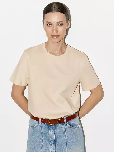 Футболка женская прямая omsa omt_d1202 vaniglia, , 54 (3XL), OMSA, - 2
