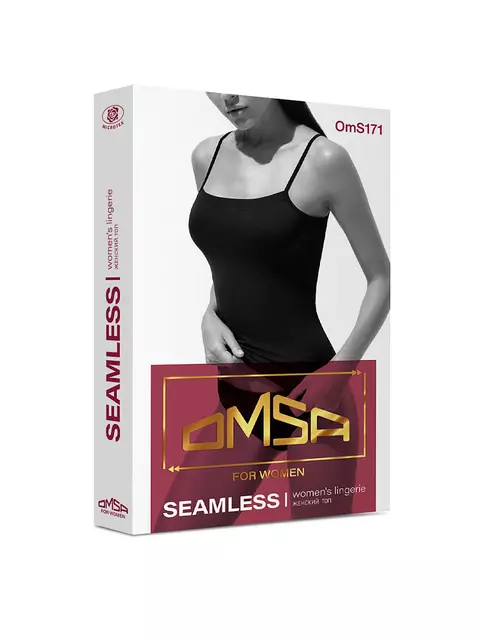 Майка женская на тонких бретелях omsa oms171 nero, , 44/46 (S/M), OMSA, - 4