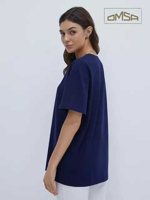 Женская футболка oversize из 100% хлопка omsa omt_d1301 blu notte, , 46 (M), OMSA, - 2