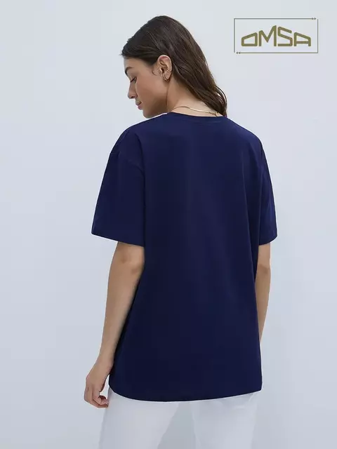 Женская футболка oversize из 100% хлопка omsa omt_d1301 blu notte, , 46 (M), OMSA, - 3