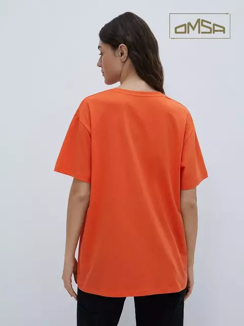 Женская футболка oversize из 100% хлопка omsa omt_d1301 arancio, , 50 (XL), OMSA, - 2