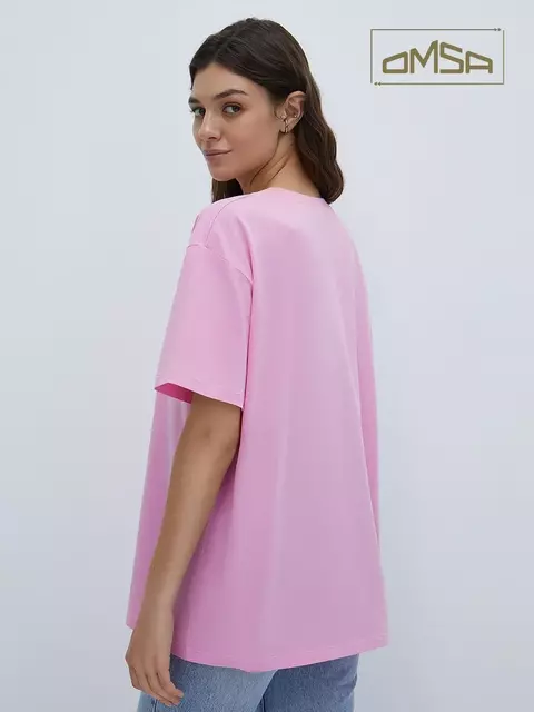 Женская футболка oversize из 100% хлопка omsa omt_d1301 rosa, , 46 (M), OMSA, - 2