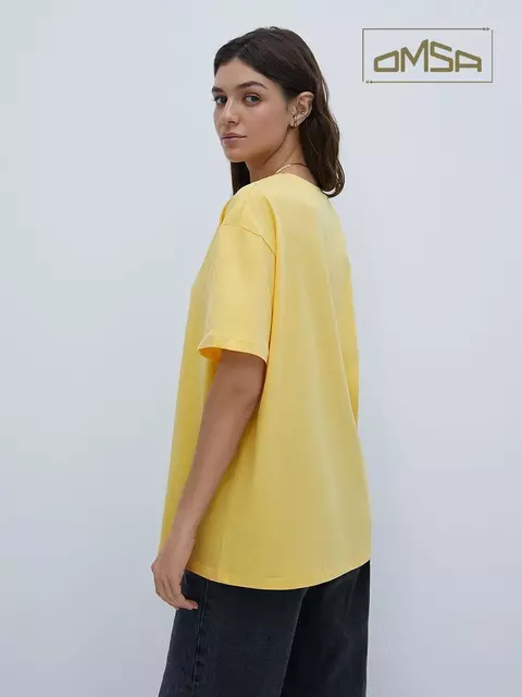 Женская футболка oversize из 100% хлопка omsa omt_d1301 giallo, , 46 (M), OMSA, - 2