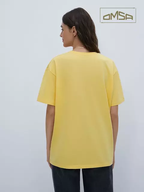 Женская футболка oversize из 100% хлопка omsa omt_d1301 giallo, , 46 (M), OMSA, - 3