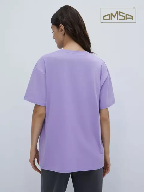 Женская футболка oversize из 100% хлопка omsa omt_d1301 lilla, , 46 (M), OMSA, - 3