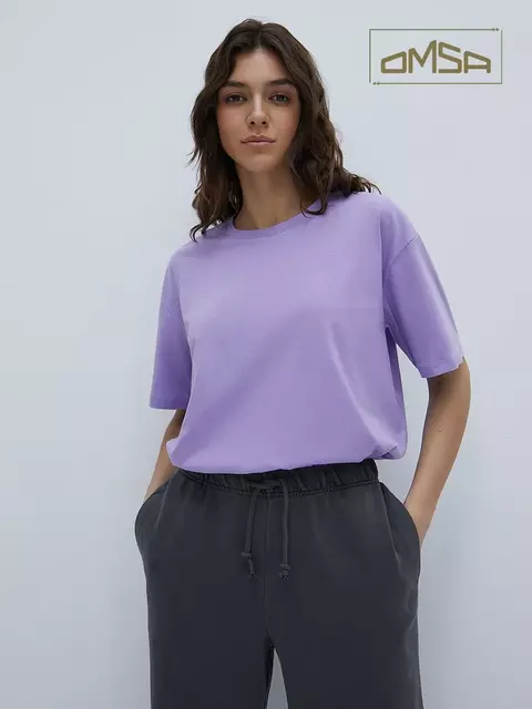 Женская футболка oversize из 100% хлопка omsa omt_d1301 lilla, , 46 (M), OMSA, - 5