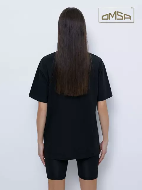 Женская футболка oversize из 100% хлопка omsa omt_d1301 nero, , 50 (XL), OMSA, - 3