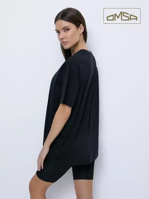 Женская футболка oversize из 100% хлопка omsa omt_d1301 nero, , 50 (XL), OMSA, - 2