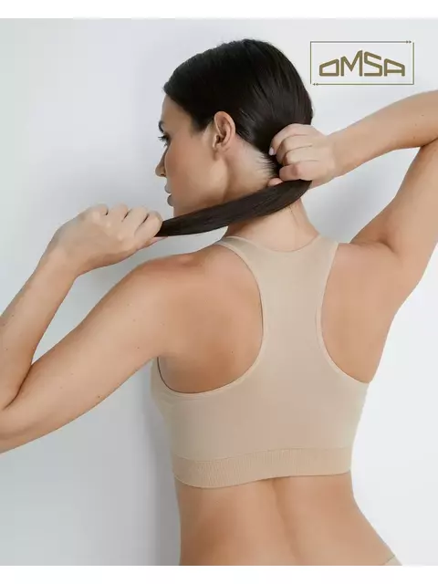 Топ спортивный на широких бретелях omsa oms142 naturale, , 44/46 (S/M), OMSA, - 3