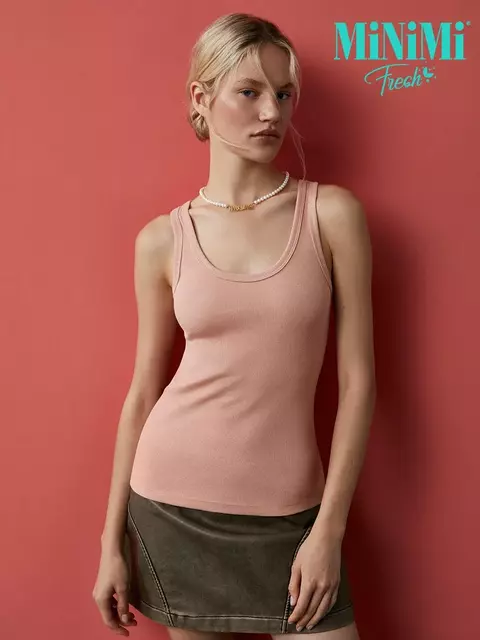 Майка женская на широких бретелях из кашкорсе minimi 1321_01ce rosa antico, , 42 (XS), MINIMI, - 1