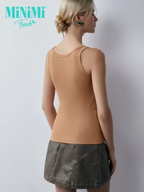 Майка женская на широких бретелях из кашкорсе minimi 1321_01ce sabbia, , 46 (M), MINIMI, - 2