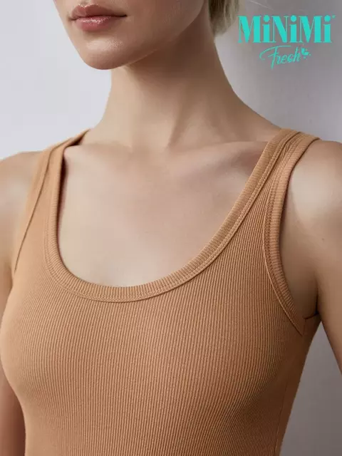 Майка женская на широких бретелях из кашкорсе minimi 1321_01ce sabbia, , 46 (M), MINIMI, - 3
