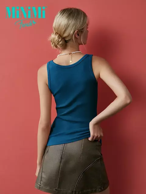Майка женская на широких бретелях из кашкорсе minimi 1321_01ce cobalto, , 42 (XS), MINIMI, - 2