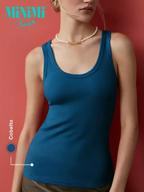 Майка женская на широких бретелях из кашкорсе minimi 1321_01ce cobalto, , 42 (XS), MINIMI, - 3