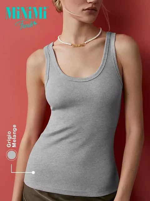 Майка женская из кашкорсе minimi 1321_01ce grigio melange, , 46 (M), MINIMI, - 3