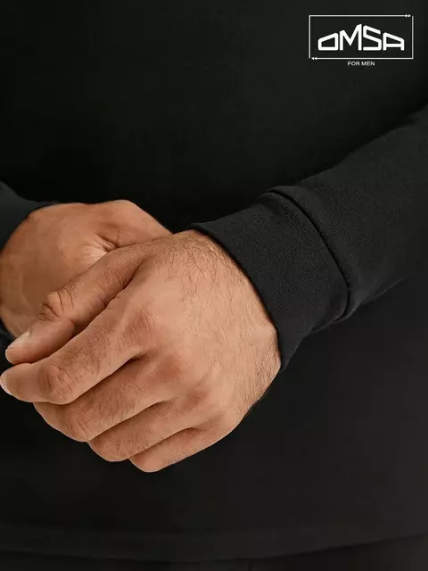 Лонгслив мужской "термо" из материала «интерлок» omsa omu 1616t nero, , 48 (L), OMSA, - 7