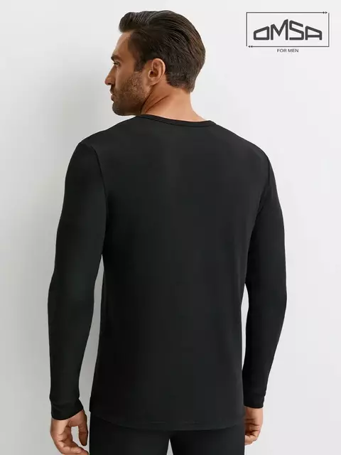 Лонгслив мужской "термо" из материала «интерлок» omsa omu 1616t nero, , 48 (L), OMSA, - 5