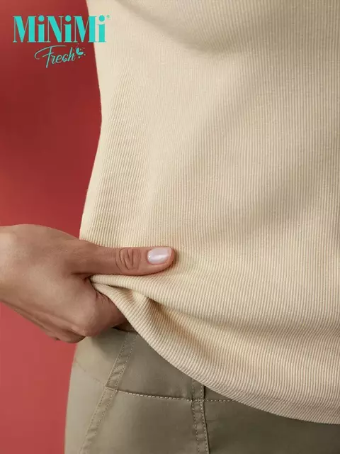 Водолазка с высоким воротником с подворотом (кашкорсе) minimi 1731с fresh beige, , 44 (S), MINIMI, - 5