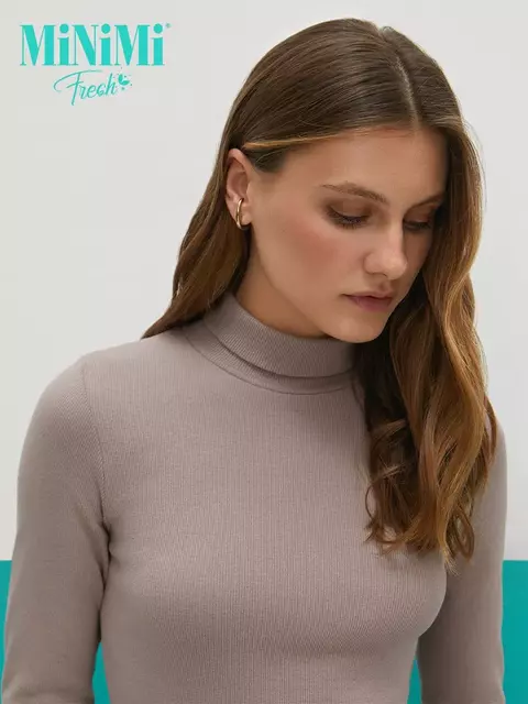 Водолазка с высоким воротником с подворотом (кашкорсе) minimi 1731с fresh cappuccino, , 42 (XS), MINIMI, - 4