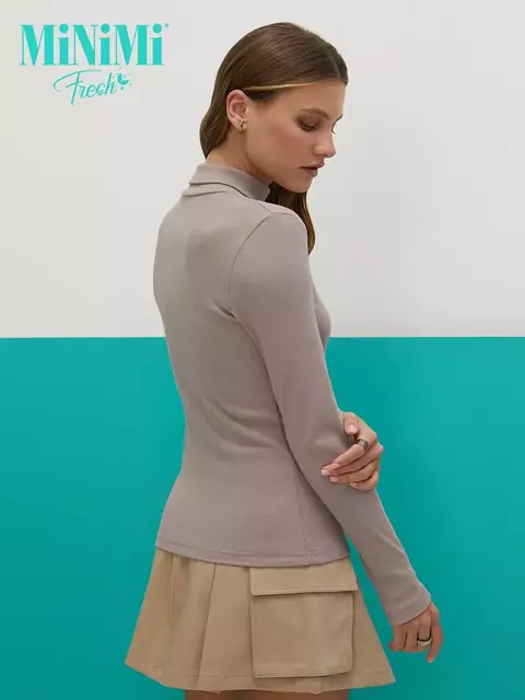 Водолазка с высоким воротником с подворотом (кашкорсе) minimi 1731с fresh cappuccino, , 42 (XS), MINIMI, - 2