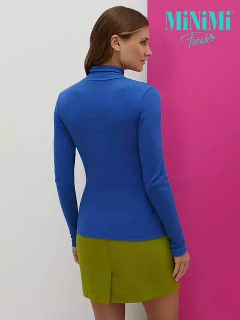 Водолазка с высоким воротником с подворотом (кашкорсе) minimi 1731с fresh cobalto, , 46 (M), MINIMI, - 2