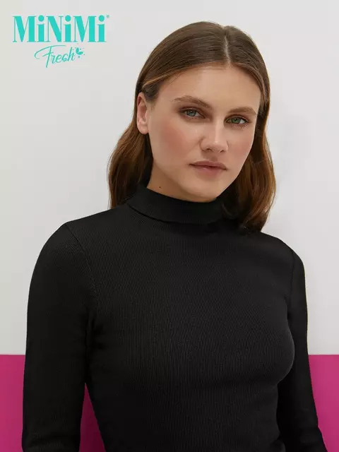 Водолазка с высоким воротником с подворотом (кашкорсе) minimi 1731с fresh nero, , 44 (S), MINIMI, - 4