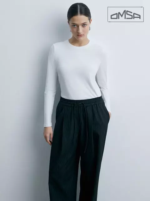 Лонгслив женский прямого кроя omsa omt_d1631 bianco, , 52 (2XL), OMSA, - 3