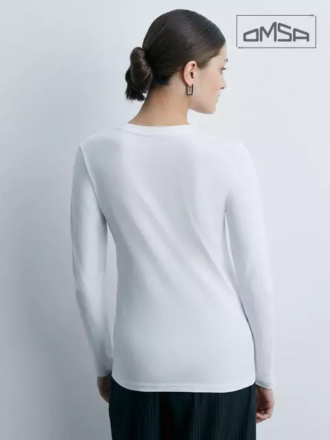 Лонгслив женский прямого кроя omsa omt_d1631 bianco, , 52 (2XL), OMSA, - 2