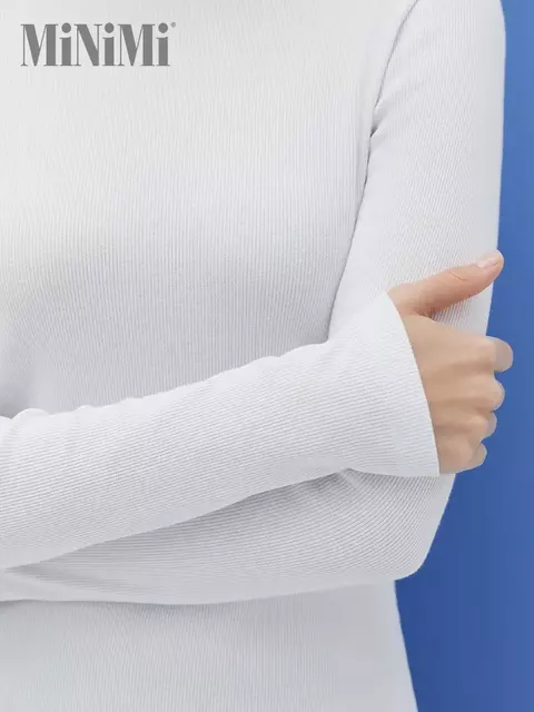 Женский лонгслив из кашкорсе minimi 1611с fresh bianco, , 42 (XS), MINIMI, - 5