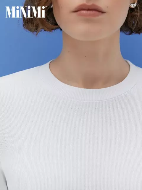 Женский лонгслив из кашкорсе minimi 1611с fresh bianco, , 42 (XS), MINIMI, - 4