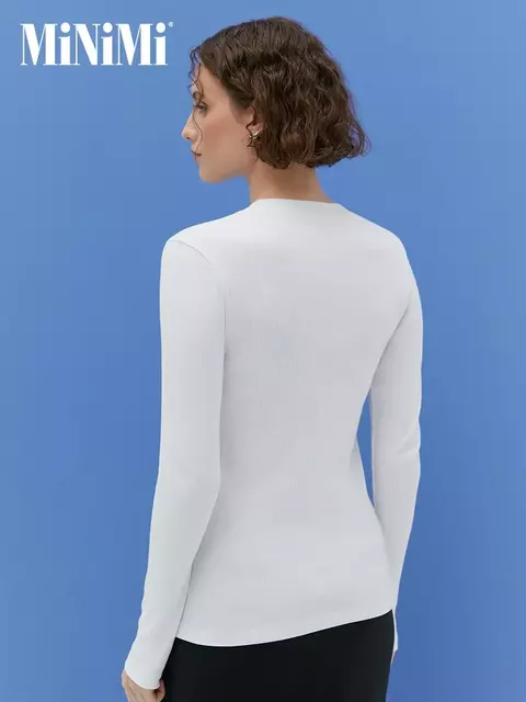 Женский лонгслив из кашкорсе minimi 1611с fresh bianco, , 42 (XS), MINIMI, - 2