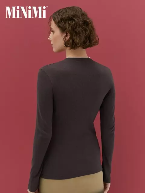 Женский лонгслив из кашкорсе minimi 1611с fresh cioccolata, , 42 (XS), MINIMI, - 2
