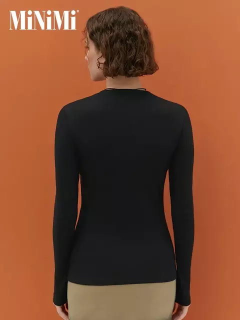 Женский лонгслив из кашкорсе minimi 1611с fresh nero, , 42 (XS), MINIMI, - 2