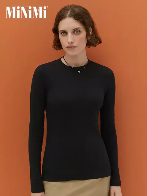 Женский лонгслив из кашкорсе minimi 1611с fresh nero, , 42 (XS), MINIMI, - 1