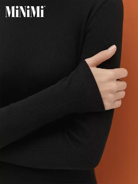 Женский лонгслив из кашкорсе minimi 1611с fresh nero, , 42 (XS), MINIMI, - 4