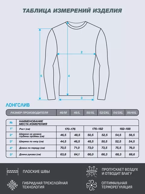 Мужской лонгслив (термобелье до -20°c) omsa omu 1613t grigio scuro, , 56 (4XL), OMSA, - 6