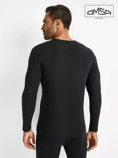 Лонгслив мужской "термо" с длинным рукавом omsa omu 1611t pv nero, , 52 (2XL), OMSA, - 3