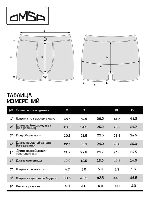 Мужские укороченные трусы боксеры omsa omb 1265 blu notte, , 48 (L), OMSA, - 4