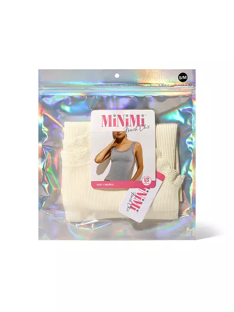 Майка в рубчик на широких бретелях minimi 1321s french chic avorio, , 46/48 (M/L), MINIMI, - 6