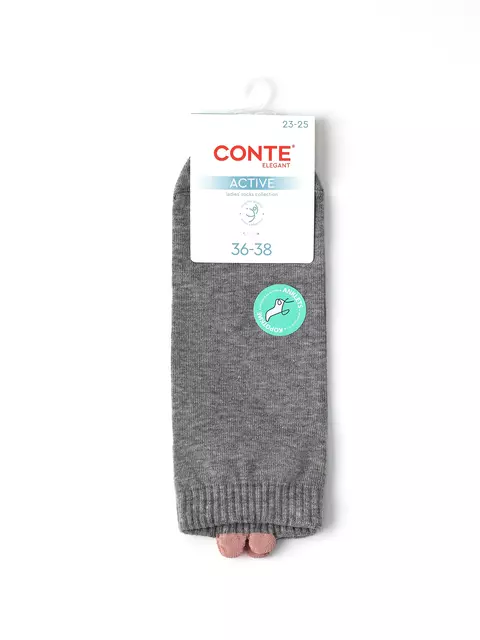 Короткие носки с пикотом-«сердечком» conte active 221 серый, 20С-18СП, 39-41 (25-27), CONTE ELEGANT,  - 4