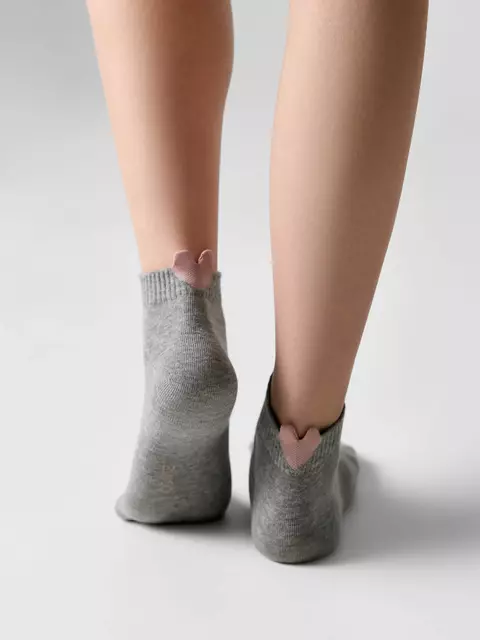Короткие носки с пикотом-«сердечком» conte active 221 серый, 20С-18СП, 39-41 (25-27), CONTE ELEGANT,  - 2