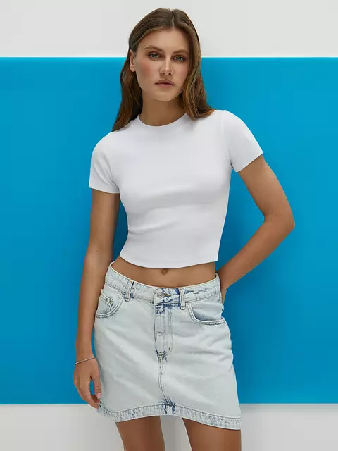 Футболка укороченная (кашкорсе) minimi 1421с fresh bianco, , 44 (S), MINIMI, - 2
