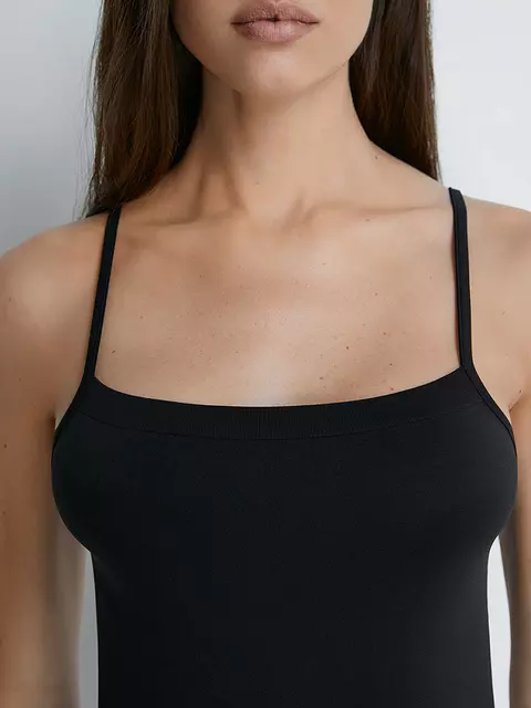 Майка женская на тонких бретелях omsa oms171 nero, , 44/46 (S/M), OMSA, - 3