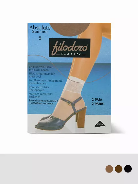 Ультратонкие женские носки (2 пары) filodoro absolute summer 8 calzino playa, ABSOLUTE SUMMER 8 (носки - 2 пары), 0 (UNI), FILODORO,  - 2
